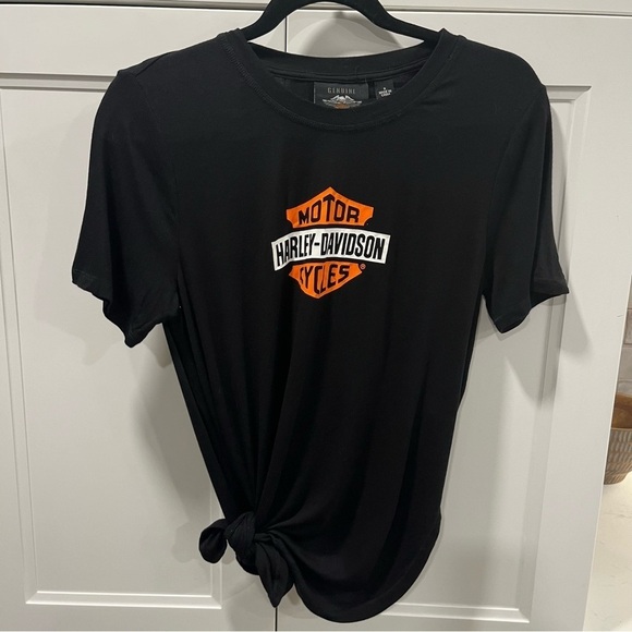 Women’s Black Harley-Davidson Short Sleeve Knot Tee Small - Picture 1 of 9